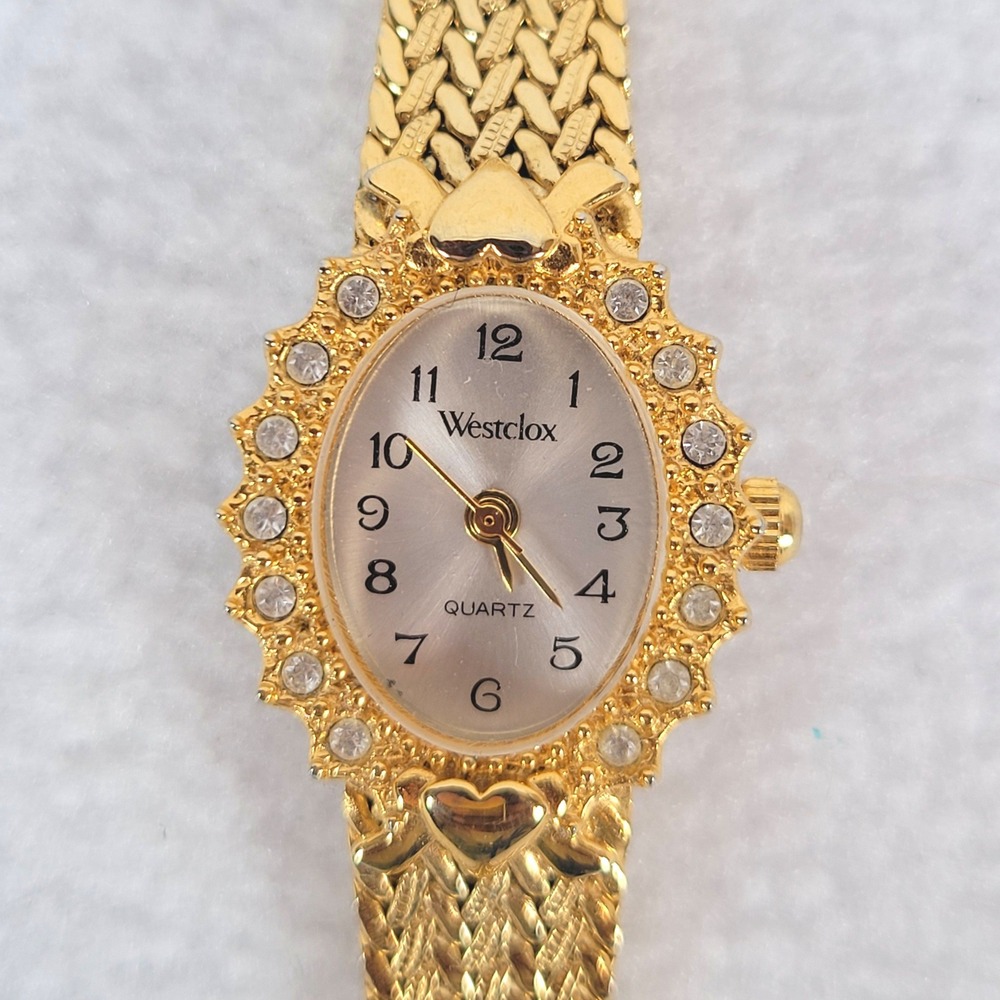 Westclox Womens Gold Tone Oval Crystal Quartz Watch Stainless Steel Hong Kong